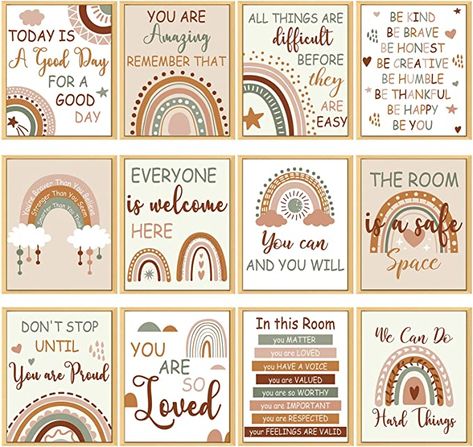 Size: 11x14 Bring Students Encouragement: These Boho Rainbow Nursery Decors Are Printed With Different Inspirational Phrases, You Can Display Them On The Wall In Classroom To Create An Inspiring Learning Environment, Bringing Students Encouragement And Motivation Classroom Decor Boho, Poster For Classroom, Wall Art Girls Bedroom, Teaching Classroom Decor, Rainbow Classroom Decor, Boho Rainbow Nursery, Boho Rainbow Classroom, Rainbow Classroom, Rainbow Nursery Decor