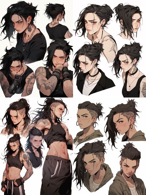 Hair Pulled Back, Woman With Black Hair, Androgynous Women, Back Drawing, Androgynous Hair, Masc Women, Street Clothes, Lesbian Art, Arte Sketchbook