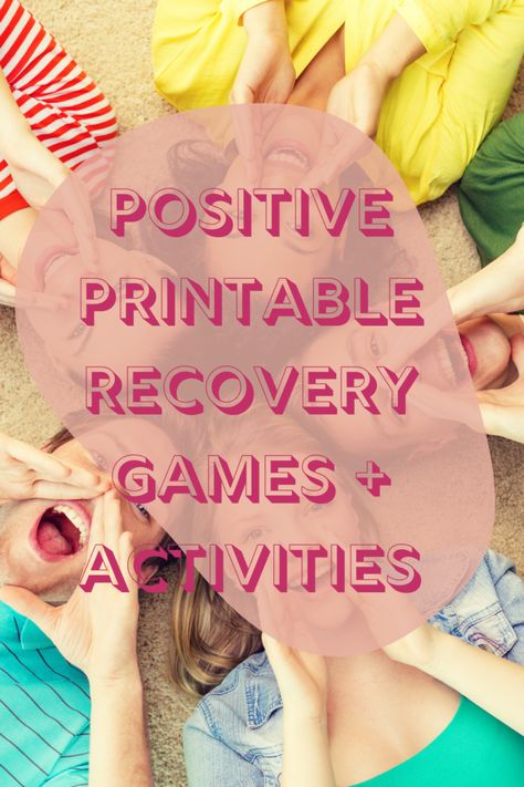 Positive Printable Recovery Games + Activities - Fun Party Pop Recovery Activities And Games, Recovery Group Activities, Recovery Activities, Group Activities For Adults, Recovery Games, Therapeutic Games, Group Counseling Activities, Group Therapy Activities, Therapeutic Recreation