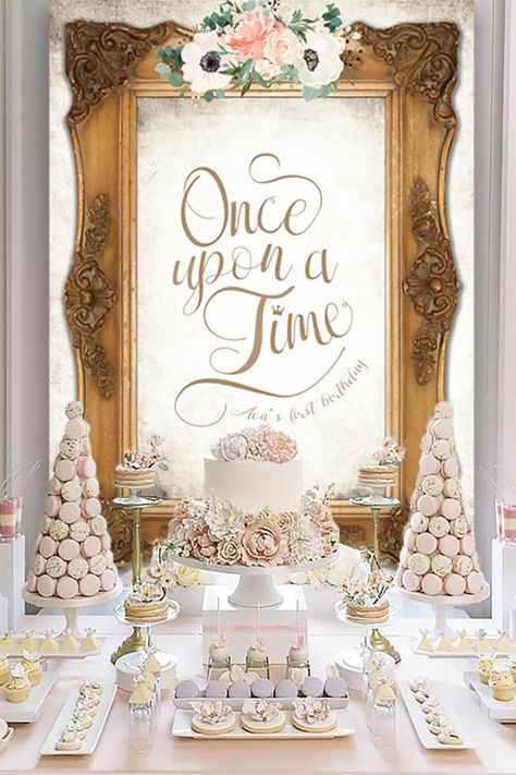 Once Upon a Time Gold Frame Backdrop Wedding Decoration Photo | Etsy Once Upon A Time 1st Birthday Party, Once Upon A Time First Birthday Theme, Once Upon A Time Birthday Party, Ashlyn Ella, Fairytale Bridal Shower, Once Upon A Time Wedding, Fairytale Baby Shower, Frame Backdrop, Vintage Gold Frame