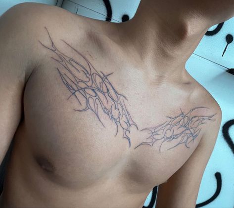 Cybersigil Chest Tattoo, Chest Cybersigilism Tattoo, Sigil Chest Tattoo, Grunge Chest Tattoo, Cybersigilism Tattoo Chest, Cybersigilism Chest Tattoo, Sigil Tattoo Men, Anime Chest Tattoo, Chest Tattoo Male