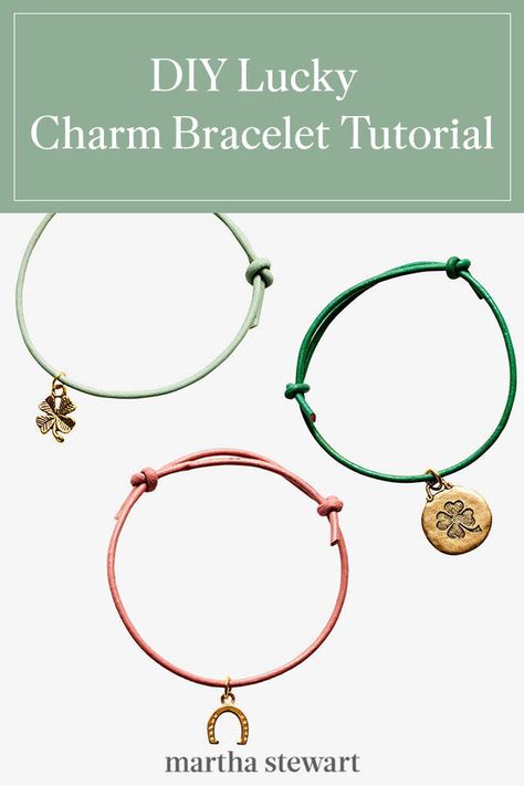 Click here for the full handmade charm bracelet tutorial and other easy jewelry craft ideas you can do in a few hours or a few minutes. #marthastewart #crafts #diyideas #easycrafts #jewelry Charm Bracelet Tutorial, Easy Jewelry Making Ideas, Charm Bracelet Diy, Handmade Charm Bracelets, Jump Ring Jewelry, Diy Jewelry To Sell, Initial Charm Bracelet, Lucky Charm Bracelet, Bracelets Charm