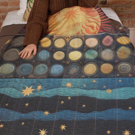 Celestial Fleece Blanket Quilt: Solar and Lunar Patterns Woven During an Eclipse, Arctic Fleece Blanket by digitalbrody on Etsy Celestial Energy, Moon Quilt, The Sun And Moon, Blanket Quilt, Good Night Moon, Fleece Blankets, Fleece Blanket, Stay Warm, Blankets & Throws