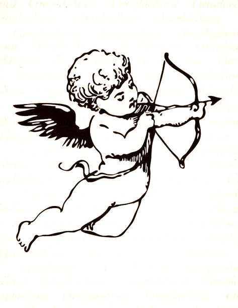 Cupid Drawing, Cupid Tattoo, Cherub Tattoo, Heart Tattoos, Arrow Tattoo, 자수 디자인, Simplistic Tattoos, Tattoo Design Drawings, Old School Tattoo