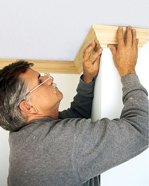 How to Install Crown Molding - This Old House Install Crown Molding, Cut Crown Molding, Crown Molding Installation, Diy Crown Molding, Molding Ceiling, Trim Carpentry, Painting 101, New Home Buyer, Trim Ideas