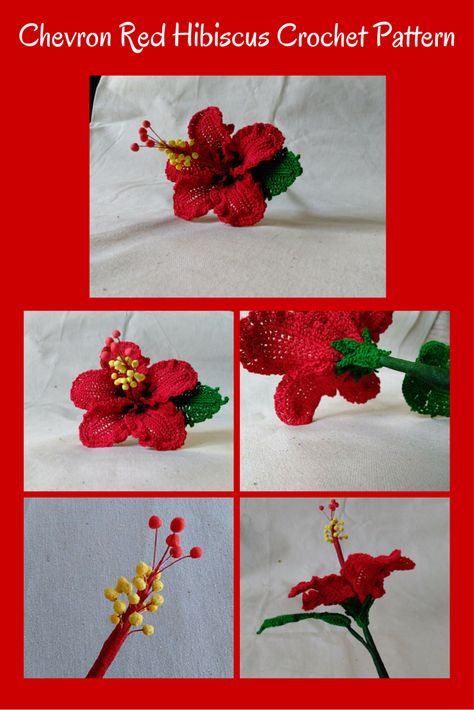 Crochet Tropical Flower, Crochet Hibiscus Flower Free Pattern, Crochet Hibiscus Flower, Hibiscus Flower Crochet, Hibiscus Crochet, Memorial Beads, Crochet Flower Pattern, Crochet Garden, Crochet Flowers Easy