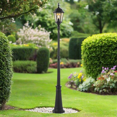 Mercator Lighting-MX7391P-BLK-Post Light-Traditional Exterior Lamp Post Light Aluminium in Black 2230mm High-The Lighting Outlet Exterior Lamp Post, Exterior Lamp, Street Lamp Post, Solar Lamp Post, Entrance Lighting, Glass Accessories, Light Post, Garden Floor, Lamp Post Lights