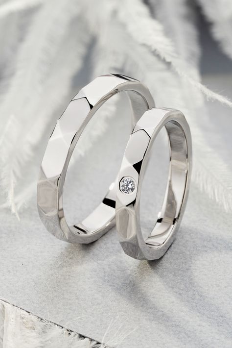 White Gold Wedding Rings His And Hers, Wedding Rings Sets His And Hers Unique, Gold Wedding Bands With Diamonds, Unique Wedding Bands Matching, Wedding Bands With Diamonds, His And Her Wedding Bands, Mens Wedding Bands White Gold, Kays Engagement Ring, Cute Promise Rings