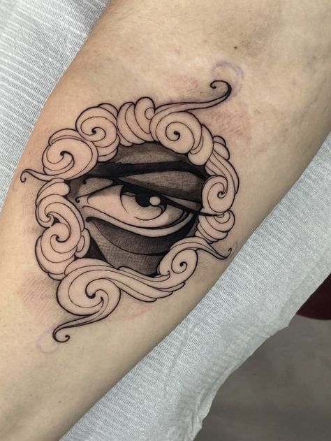 Black And White Neotraditional Tattoos, Black Neotraditional Tattoo, Neo Traditional Tattoos Black, Eyes Tattoo Design, Flash Art Tattoo Ideas, Neotrad Tattoos, 1 Of 1 Tattoo, Ojo Tattoo, Eye Tattoo Design