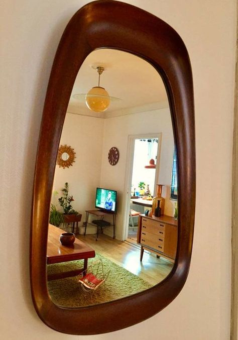 Mcm Bathroom Decor, Mid Century Mirror Wall, Mcm Large Mirror, Retro Framed Mirror, Midcentury Mirror, Mcm Mirror, Mod Century Mirror, Mirror 1970, Mcm Bathroom