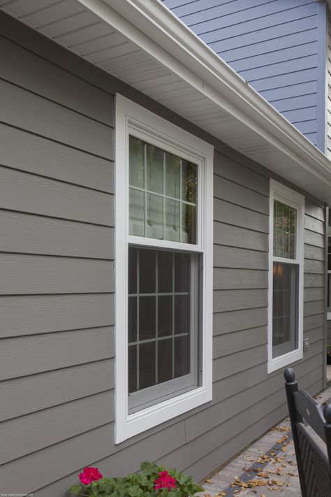 Hardie Board, James Hardie Siding, Hardie Siding, Gray House, Exterior House Paint Color Combinations, Window Trim Exterior, James Hardie, Siding Colors, Exterior Wall Design