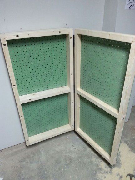 Pegboard Projects, Diy Peg Board, Framed Kitchen Cabinets, Go Easy On Me, Easy Garage Storage, Mobile Home Makeovers, Pegboard Storage, Garage Organisation, Tool Storage Diy