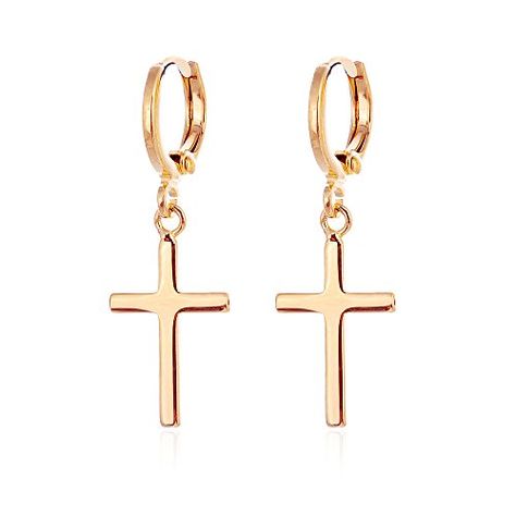 Loyoe Jewelry 24k Yellow Gold Plated Mens Cross Hoop Earrings with Snap Closure *** To view further for this item, visit the image link. Mens Earrings Hoop, Cheap Earrings, Mens Crosses, Ear Earrings, Unique Gifts For Men, Yellow Earrings, Gold Chain Jewelry, Cross Design, Men Earrings