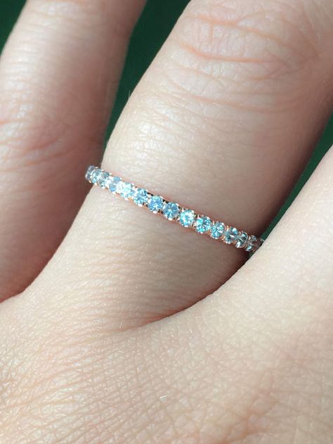 Guard Ring, Blue Wedding Band, 19th Anniversary, Infinity Wedding, Light Blue Wedding, Aquamarine Engagement Ring, Pave Band, Sparkly Things, Matching Wedding Bands