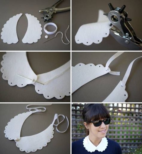 Peter Pan Collars Diy, Costumes Faciles, Diy Fantasia, Wednesday Costume, Wednesday Addams Costume, Collars Diy, Fabric Jewellery, Diy Halloween Costume, Halloween Costume Accessories