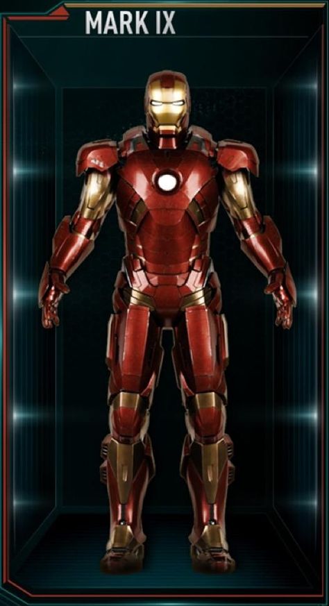 The Mark 9 (Mark IX) is a Fully-Loaded Suit, and was the ninth suit created by Tony Stark, to surpass the Mark VIII, sometime after the events of The Avengers... All Iron Man Suits, Film Marvel, Toni Stark, Iron Man Movie, Iron Man Art, Iron Man Suit, Iron Man Armor, Iron Man Tony Stark, Man Suit