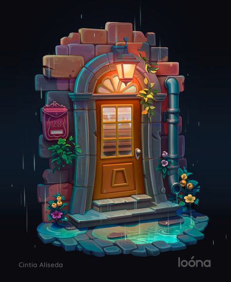 ArtStation - Лужа Perspective Drawing Architecture, Props Concept, Isometric Art, Character Design Sketches, Game Illustration, Game Concept Art, Witch House, Cute House, Game Concept