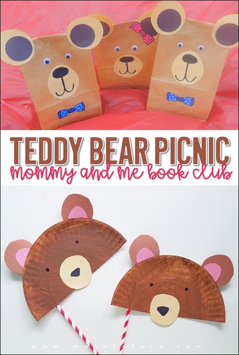 Teddy Bear Picnic: Mommy & Me Book Club This is a perfect way to celebrate National Teddy Bear Day and National Teddy Bear Picnic Day. Bears Preschool Craft, Teddy Bear Picnic Preschool Crafts, Teddy Bear Lesson Plans Preschool, Teddy Bear Picnic Ideas Preschool, National Teddy Bear Day Activities, Teddy Bear Picnic Craft, Teddy Bear Day Kindergarten, Teddy Bear Day Preschool, Teddy Bear Day Activities