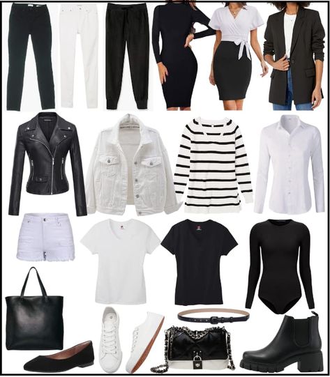 Are you wondering how to create a black and white capsule wardrobe for women? You’re in the right place! You can use this guide to build the ultimate minimalistic black and white capsule wardrobe for… The post How to Create a Black and White Capsule Wardrobe appeared first on Fit Mommy In Heels. Black And White Capsule Wardrobe Fall, Black White Tan Capsule Wardrobe, Black And White Capsule Wardrobe Summer, Black Wardrobe Capsule, Black White Capsule Wardrobe, Black And White Travel Capsule Wardrobe, Black And White Wardrobe Capsule, Black And White Womens Outfits, Black And White Capsule Wardrobe