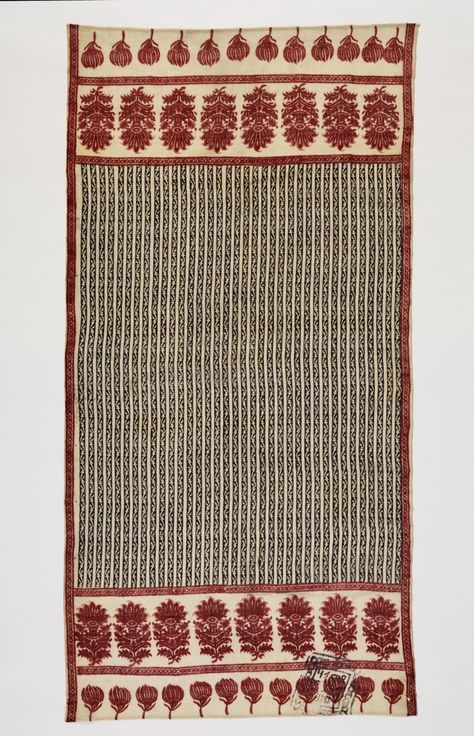 Scarf | Unknown | V&A Explore The Collections Egyptian Fabric, Indian Textile Design, Block Print Scarf, Kuba Cloth, Indian Prints, Scarf Material, Indian Textiles, Indian Fabric, Block Printing Fabric