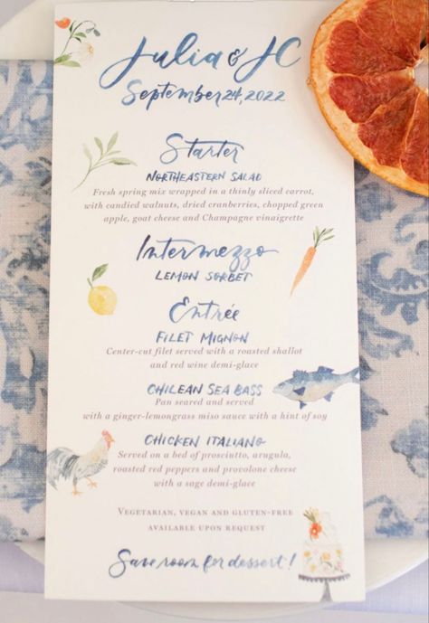 Italian Inspired Wedding Invitations, Italian Wedding Menu Ideas, Italian Garden Wedding Invitation, Printed Wedding Menu Ideas, Watercolor Eyeshadow, Wedding Menu Italian, Wedding Menu Illustration, Watercolor Menu Design, Italian Menu Design