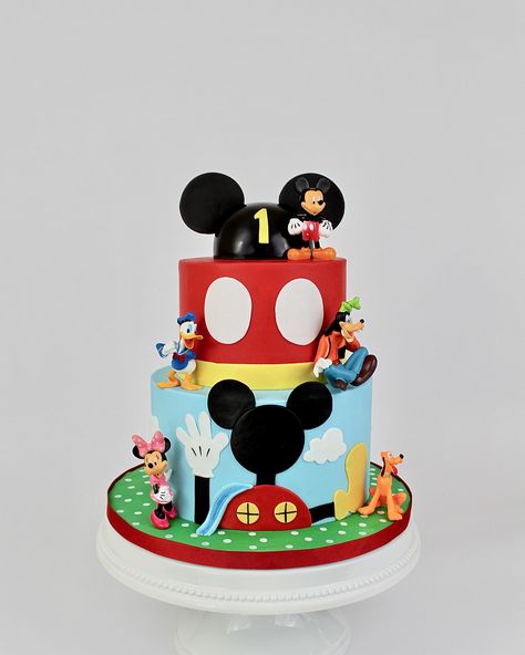 Cassie | Sassy and Sweet Cakes | Celebrating is fun when you’re one! • • • • • #mickeycake #mickeymouseclubhouse #mickeymouseclubhousecake #mickeymouse #mickeymousecake… | Instagram Mickey Mouse Shaped Cake, Mickey Mouse Clubhouse Cake Ideas, Mickey Clubhouse Cake, Mickey Mouse Cake 2nd Birthday, Mickey Birthday Party Ideas, Mickey Mouse Cake Ideas, Mickey Clubhouse Birthday, Disney Birthday Cake, Mickey Mouse Clubhouse Birthday Cake