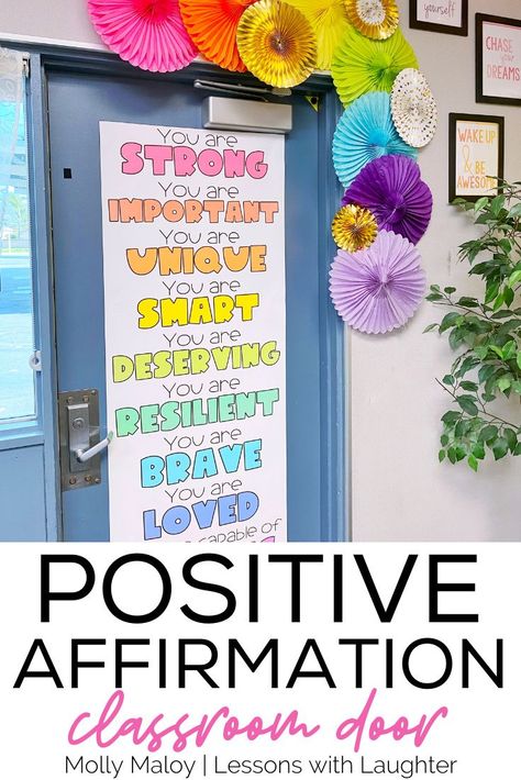 Ideas To Decorate Classroom Door, Kindergarten Daily Affirmation, Cricut Classroom Door Ideas, 3rd Grade Classroom Door Ideas, Student Affirmations Classroom, Classroom Affirmations For Kids, In This Classroom We, Class Affirmations, Zen Classroom