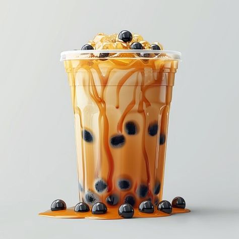 Photo image of a bubble tea cup showing ... | Premium Photo #Freepik #photo Es Boba, Milk Pictures, Style Scape, Boba Tea Aesthetic, Pudding Packaging, Boba Cup, Bubble Tea Cup, Tapioca Pearls, Event Food