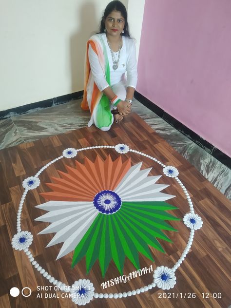 Republic Day Rangoli Ideas, Republic Day Kolam, Tiranga Rangoli, Independence Day Rangoli Design, Republic Day Rangoli, Cartoons Rangoli Design, Love Text To Boyfriend, Cartoons Rangoli, 3d Rangoli