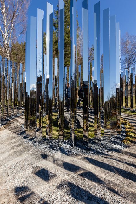 Mirror Panelling Wall, Mirror Panelling, Norwegian Landscape, Mirror Installation, African Sculptures, Glass Installation, New Media Art, Sculpture Park, Outdoor Art