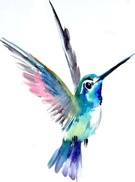 Hummingbird Tattoo Watercolor, Hummingbird Images, Water Portraits, Bottle Work, Hummingbird Drawing, Canvas Art Painting Acrylic, Watercolor Hummingbird, Hummingbird Painting, Bird Watercolor Paintings