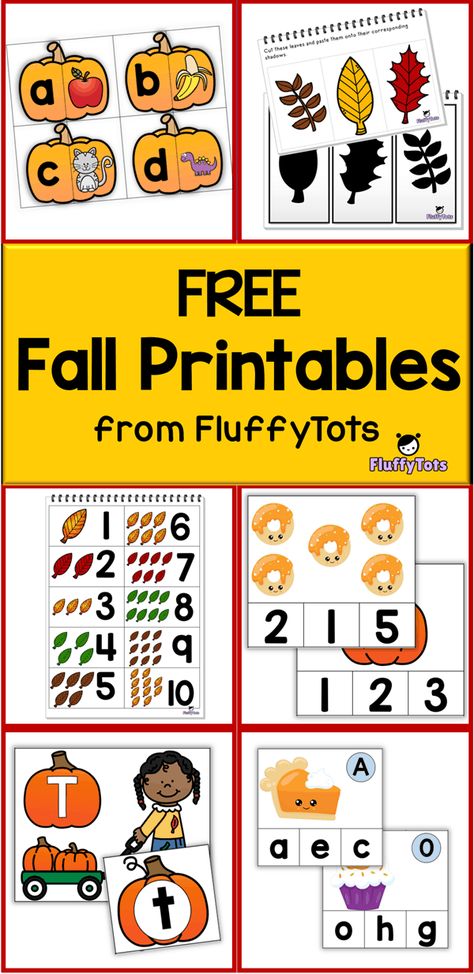 Autumn Language Activities For Preschool, Fall Theme Prek Activities, Free Fall Classroom Printables, Welcome To Fall Preschool, Fall Math Activities Prek, Prek October Themes, Fall Topics For Preschool, Autumn Printables Free Preschool, Fall Matching Activities Preschool