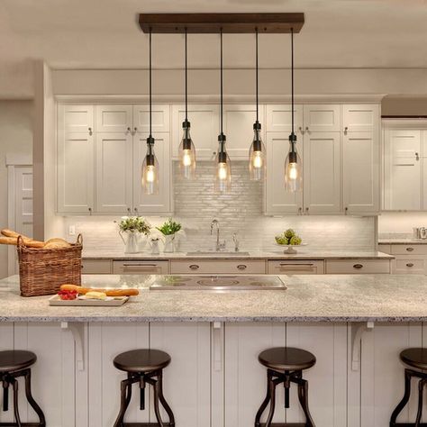 Linear Kitchen Island Lighting, Lights Over Kitchen Island, Island Light Fixtures, Kitchen Island Linear Pendant, Modern Kitchen Island, Diy Kitchen Island, Gold Kitchen, Kitchen Island Pendants, Kitchen Pendant Lighting