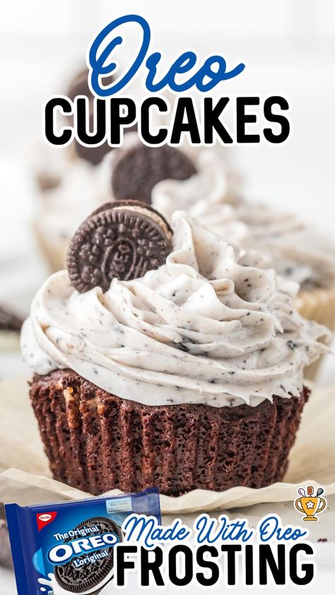 These Oreo cupcakes are loaded with creamy frosting and crunchy cookie pieces for the ultimate treat. Perfect for parties, birthdays, or anytime you want an irresistible dessert! Oreo Cupcake Recipes, Oreo Cupcakes From Scratch, Oreo Cupcake Recipe, Cupcakes From Scratch, Oreo Cupcake, Amazing Cupcakes, Oreo Treats, Creamy Frosting, Oreo Cupcakes