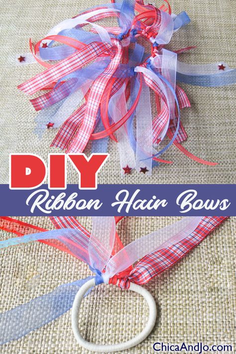 Make ribbon embellished hair elastic bows | Chica and Jo Hair Ribbons Diy, Diy Hair Elastics, Softball Hair Bows, Hair Bow Instructions, Ribbon Hair Ties, Hair Ties Diy, Gymnastics Hair, Make A Bow, Bows Diy Ribbon