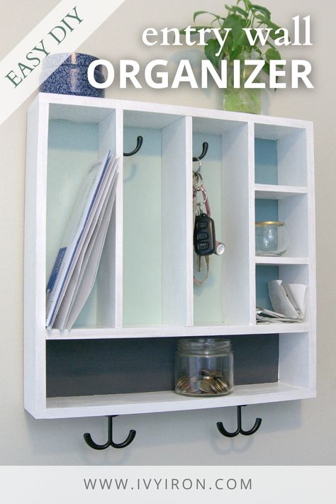 Easy, customizable entry wall organizer to fit your space! | Home Organization | DIY | Organizer | Keys, phone wallet | Receipts | Entry Way | Wall Organizer | Easy | Custom Organization | Diy Mail Organizer Wall Entryway, Hanging Wall Organizer Diy, Diy Wall Organizer Office, Wall Organizer Ideas, Diy Mail Organizer, Bedroom Declutter, Office Wall Organization, Entryway Organizer Wall, Entry Organization