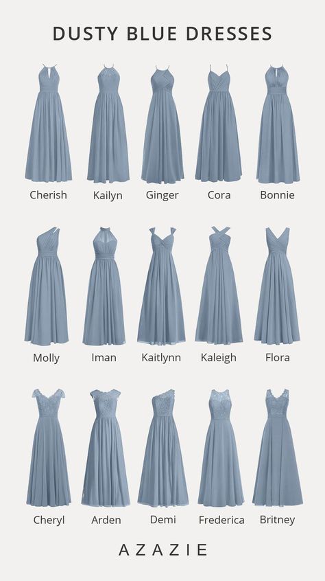 Projek Menjahit, Dusty Blue Bridesmaid Dresses, Fashion Terms, Blue Bridesmaid Dress, Fashion Vocabulary, Dusty Blue Weddings, Hawaiian Wedding, Dress Dusty, Blue Bridesmaid Dresses