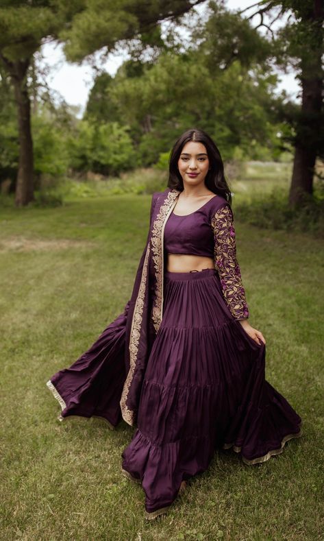 wine chaniya choli usa | chaniya choli | Raas Plain Chaniya Choli Designs, Simple Ghagra Designs, Chaniya Choli Designs Weddings Latest, Outfit For Party, Tiered Lehenga, Chaniya Choli Designs, Designer Bridal Lehenga Choli, Indian Clothing Store, Lehenga Designs Simple