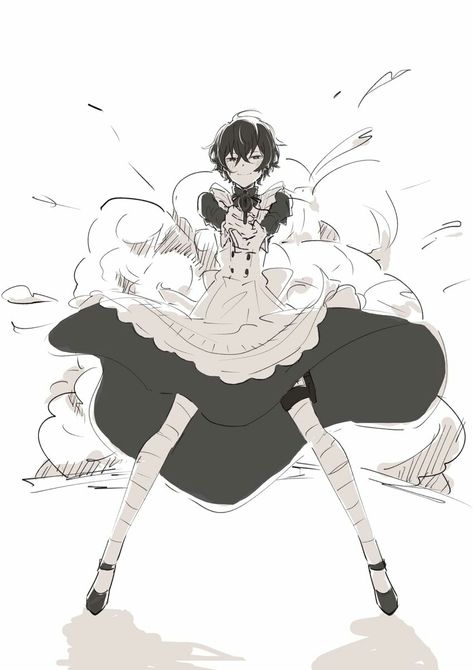 Maid Dazai, Maid Outfit Anime, Osamu Dazai, Anime Maid, Dazai Bungou Stray Dogs, Harry Potter Anime, Maid Outfit, 5 Anime, Dazai Osamu