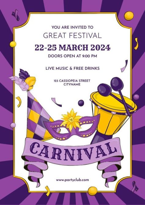 Hand-drawn Duotone Great Festival Carnival Invitation Carnival Invitation Template, Show Invitation, Carnival Invitations, Brand Kit, You Are Invited, Business Branding, Free Graphic Design, Invitation Design, Circus