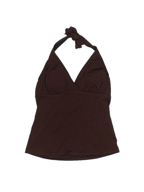 Lands' End Swimsuit Top Size: 4 Brown Swimwear - used. 80% Nylon, 20% Spandex, Ruched, Halter, Print | Lands' End Swimsuit Top Brown Print Halter Swimwear - Used - Size 4 Tall Brown Halter Top Outfit, Brown Swimwear, Halter Tops Outfit, Brown Halter Top, Brown Swimsuit, Obx Dr, Queen Style, Halter Swimwear, Pretty Shirts