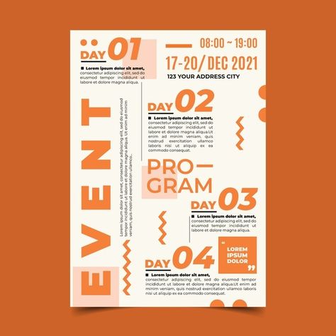 Text Heavy Flyer Design, Minimal Event Poster, Schedule Poster Design, Programming Poster, Schedule Design Layout, Event Graphic Design, Timetable Design, Calendar Design Layout, Event Agenda