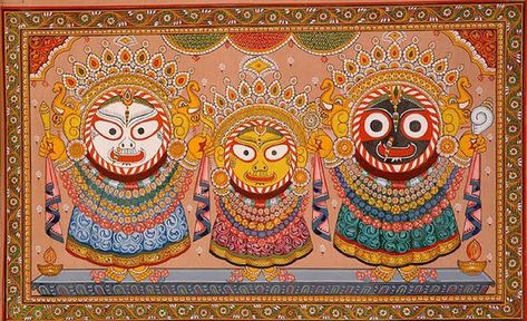 Pattachitra Paintings, Bengali Art, Lord Jagannath, Pichwai Paintings, Sri Krishna, Indian Painting, Madhubani Art, The Trinity, Islamic Paintings