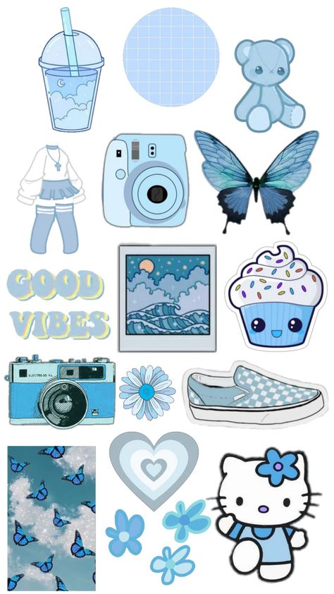 Blue aesthetic stickers Coffee Stickers Printable, Birthday Stickers Printable, Stickers Printable Cute, Anime Stickers Printable, Kpop Stickers Printable, Vintage Aesthetic Stickers, Stickers Printable Aesthetic, Aesthetic Stickers Printable, Vintage Aesthetic Stickers Printables