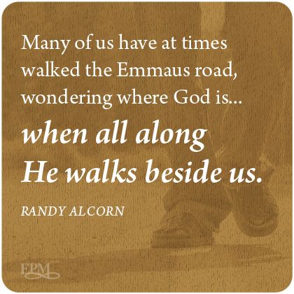 “Many of us have at times walked the Emmaus road, wondering where God is…when all along He walks beside us.” –Randy Alcorn Randy Alcorn, Road To Emmaus, King Jesus, The Son Of Man, Verse Quotes, Bible Verses Quotes, Jesus Quotes, God Is, Gods Love