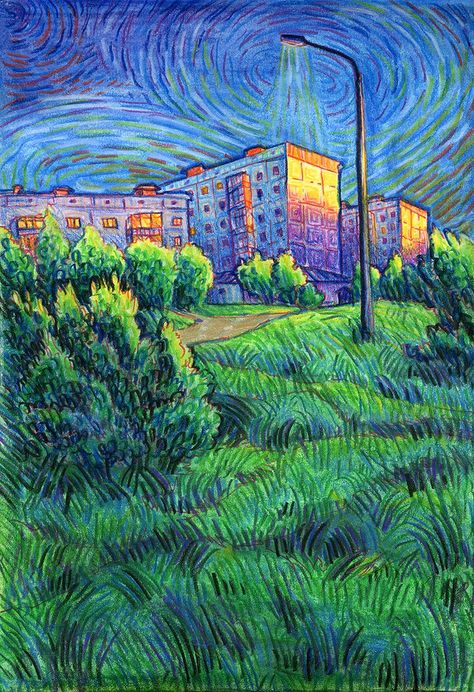 After thunderstorm Colour Pencil Art Landscapes, Color Pencil Illustration, Crayon Drawings, Colored Pencil Artwork, Posca Art, Charcoal Drawings, Crayon Art, Fine Art Drawing, Nature Drawing