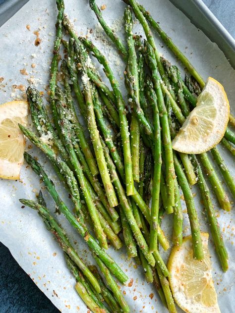 Sheet Pan Asparagus, Pan Roasted Asparagus, Pan Asparagus, Roasted Asparagus, Convection Oven, Roasting Pan, Spice Blends, Fresh Lemon Juice, Lemon Juice