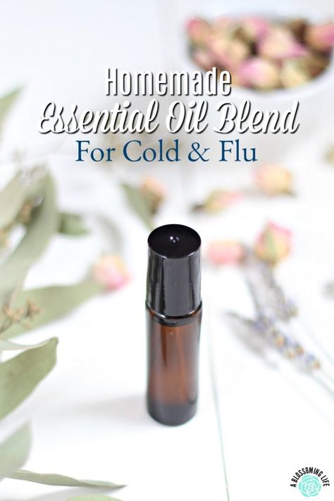 Essential Oil Blend For Cold & Flu {Kid Safe} - A Blossoming Life Essential Oil Blends For Colds, Essential Oils For Colds, Diy Essential Oil Recipes, Homemade Essential Oil, Yl Oils, Diy Products, Diffuser Recipes, Holistic Lifestyle, Essential Oil Roller