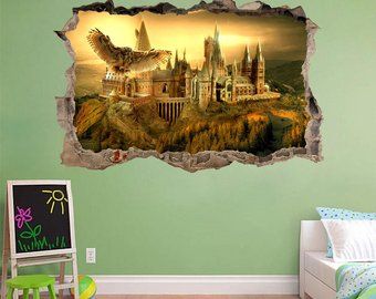 Hogwarts Castle Harry Potter Broken Wall Effect Wall Sticker Decal Mural Art h326 Hogwarts Room Decor, Harry Potter Wall Stickers, Harry Potter Wall Decals, Hogwarts Room, Harry Potter Bathroom, Baby Room Wall Decals, Harry Potter 3d, Harry Potter Wall Art, Harry Potter Nursery