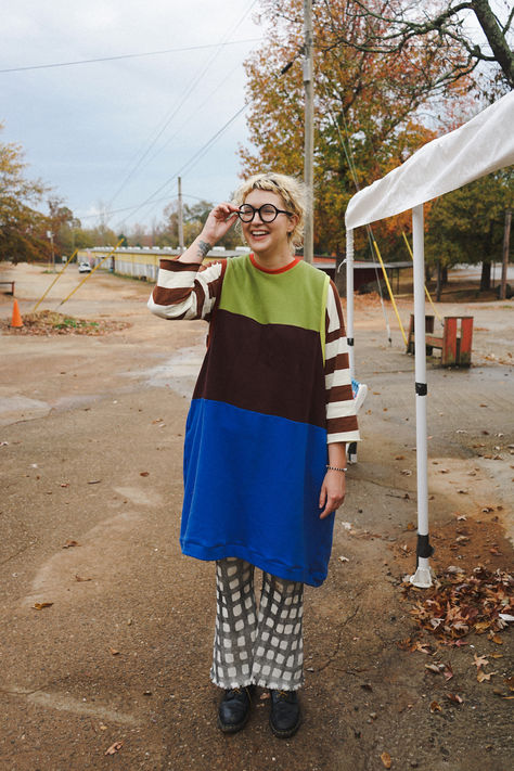 The Sweatvest Dress / Daytona brings the bold style we don’t want to lose in the colder days, but grounded in the cozy comfort we all crave . Made with the worlds softest fleece backed jersey, it’s like a classic sweatshirt, but waaay cute. Ample and open sleeves make layering under this piece a cinch, and the vibrant colorblocking is a treat every time you wear it. The proportions of the seams is so flattering, and did we mention it has pockets?! 100% COTTON Edgy Classic, Boyish Style, Open Sleeves, Classic Sweatshirt, Wardrobe Needs, Open Sleeve, Bold Style, Fashion Week Street Style, Comforters Cozy